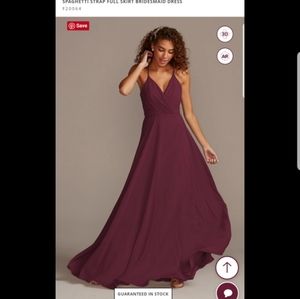 David's Bridal Spaghetti Strap Full Skirt Bridesmaid Dress